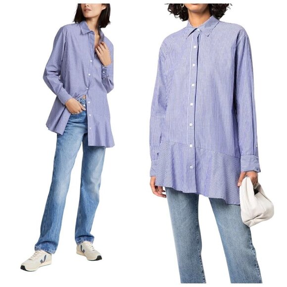 Veronica Beard Gilda Oversized Striped Cotton shirt. Size 4, New with tag. - Picture 1 of 15